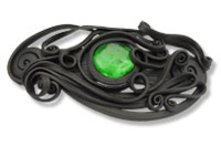 Haarspange mit Glas (rund grün) - Clip