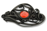Haarspange mit Glas (rund rot) - Clip